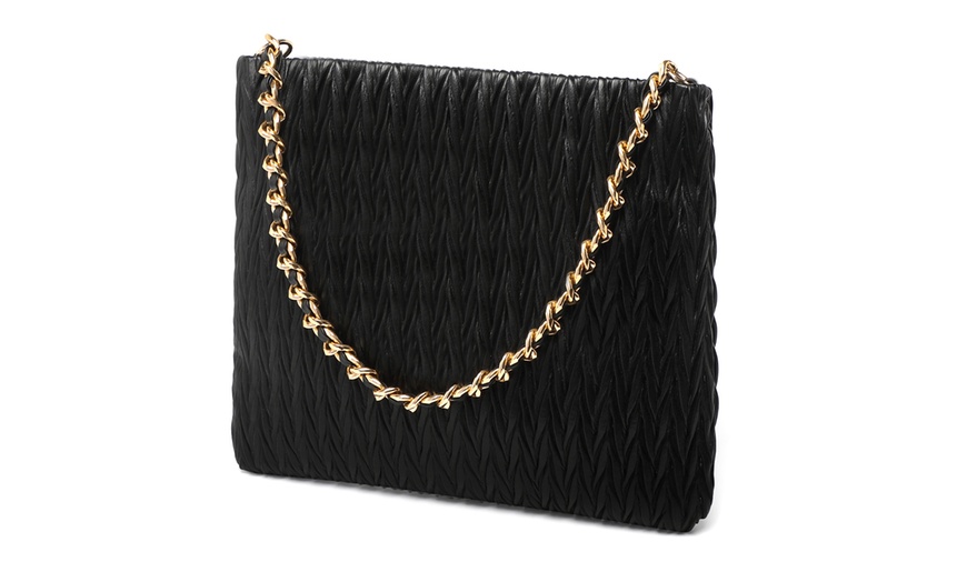 Image 16: PU Leather Quilted Chain Detail Shoulder Bag