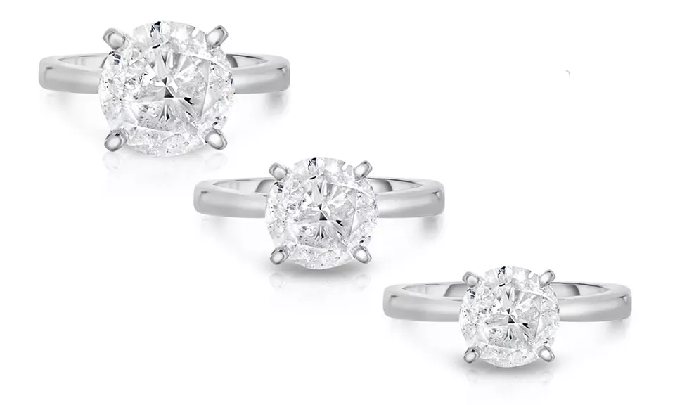 3.00, 4.00, or 5.00 CTTW Certified Solitaire Diamond Rings in 18K White Gold by Diamond Affection - Primary Image