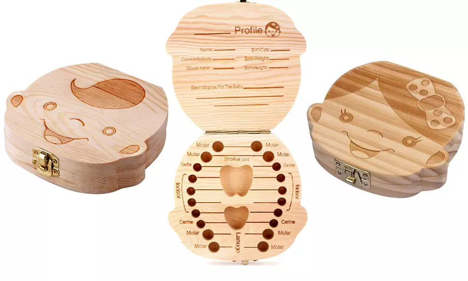 Baby Tooth Wooden Storage Keepsake Box - Primary Image