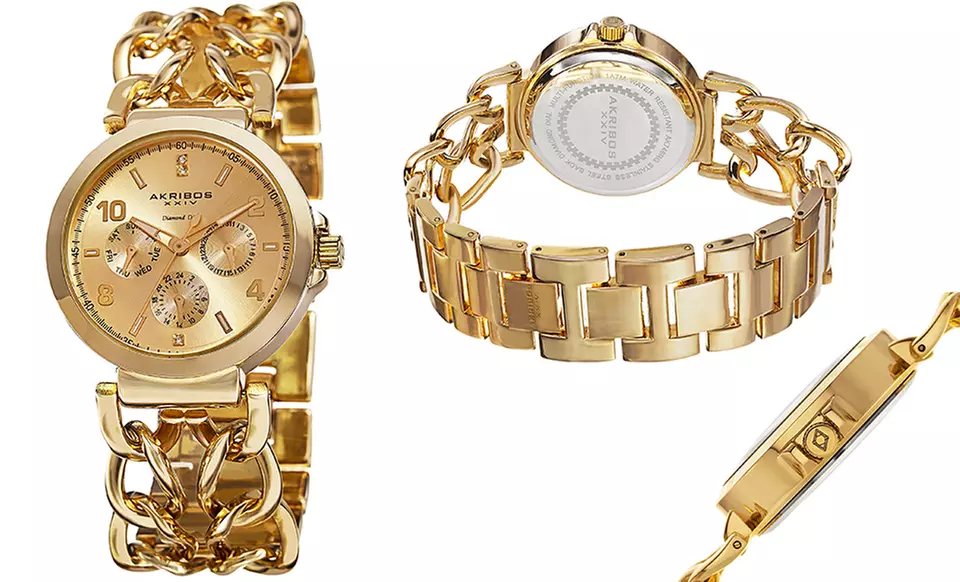 Akribos XXIV Women's Diamond Link Bracelet Watch - Primary Image