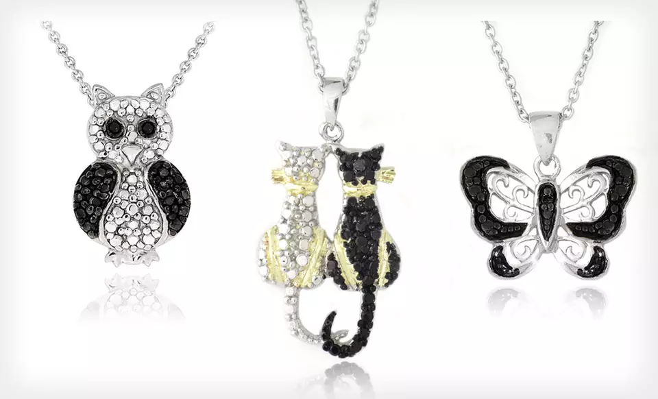 $12.99 for a Black-Diamond-Accented Animal Pendant ($80 List Price). 12 Styles Available. - Second Medium