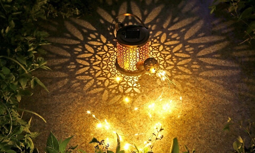 Image 17: Solar Watering Can Light - Warm White LED Rainfall Effect Garden Stake
