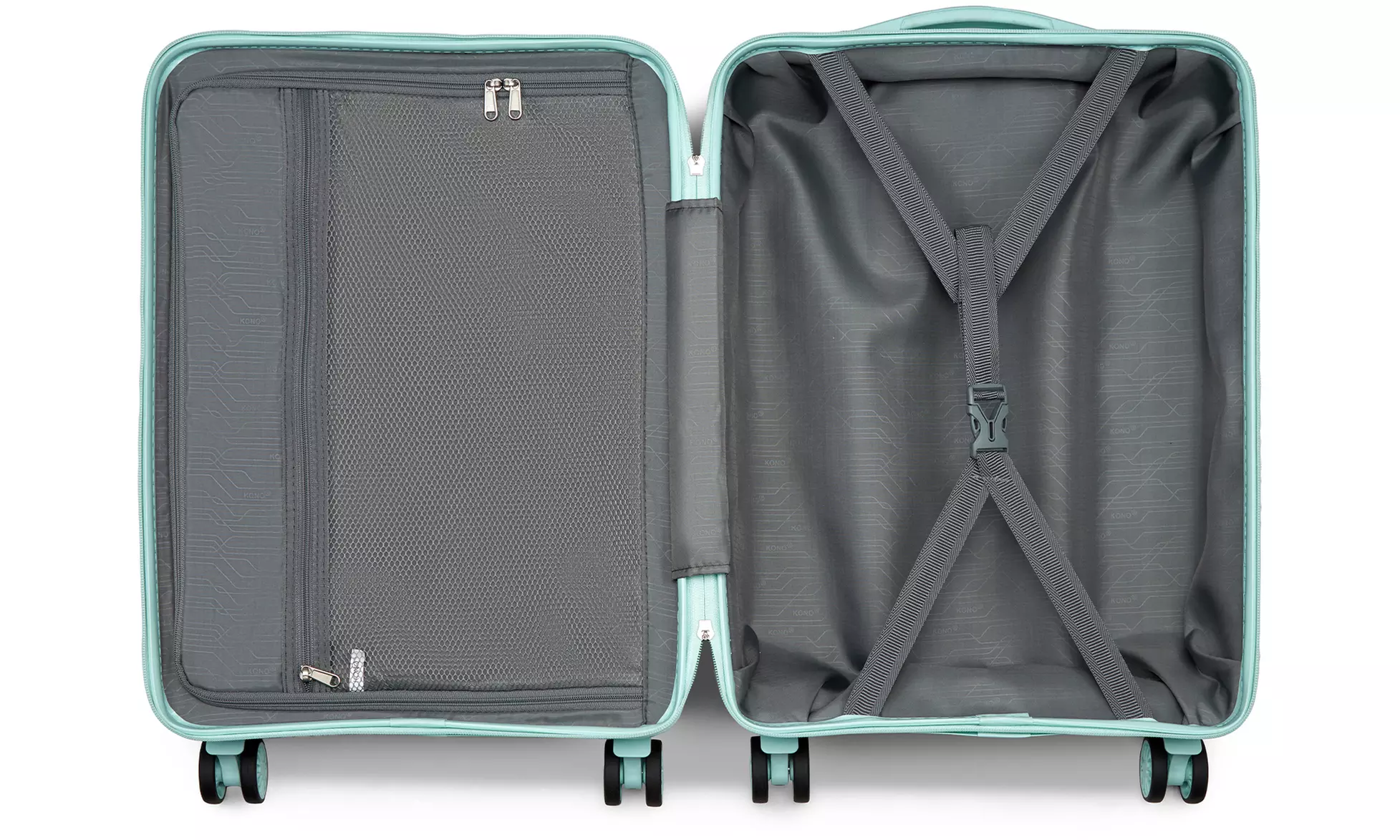 1 of 3 mintgroene koffers