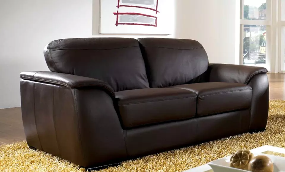 Abbyson Living Leather Love Seat, Sofa, or Both. Multiple Options from $499.99–$1,099.99.  - Primary Image