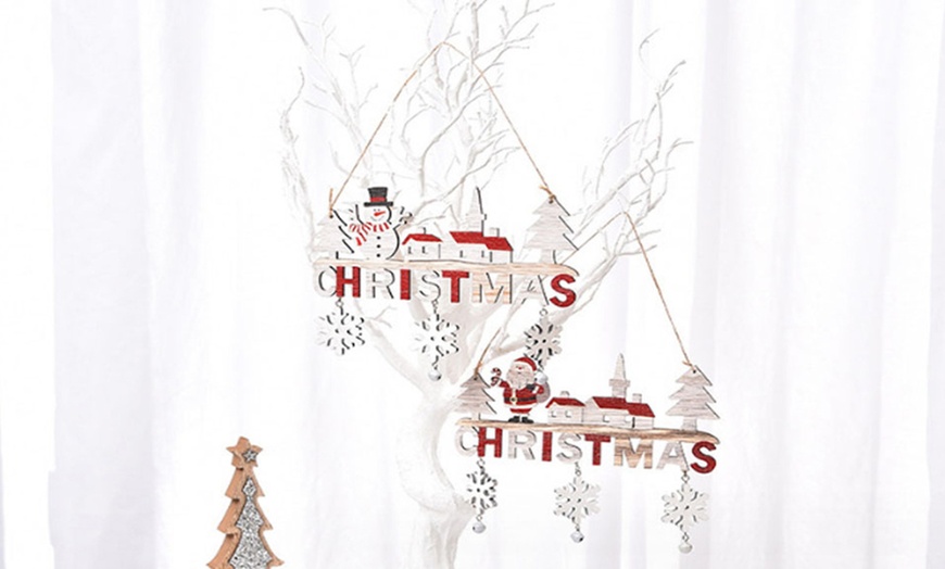 Image 2: Three-Pack Wooden Christmas Letter Hanging Christmas Decorations