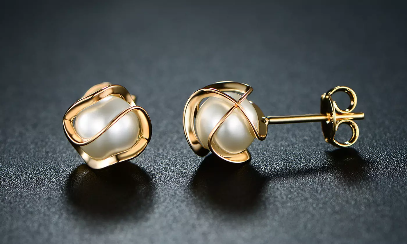 Cultured Freshwater Pearl Cage Earrings by Sevil - Primary Image