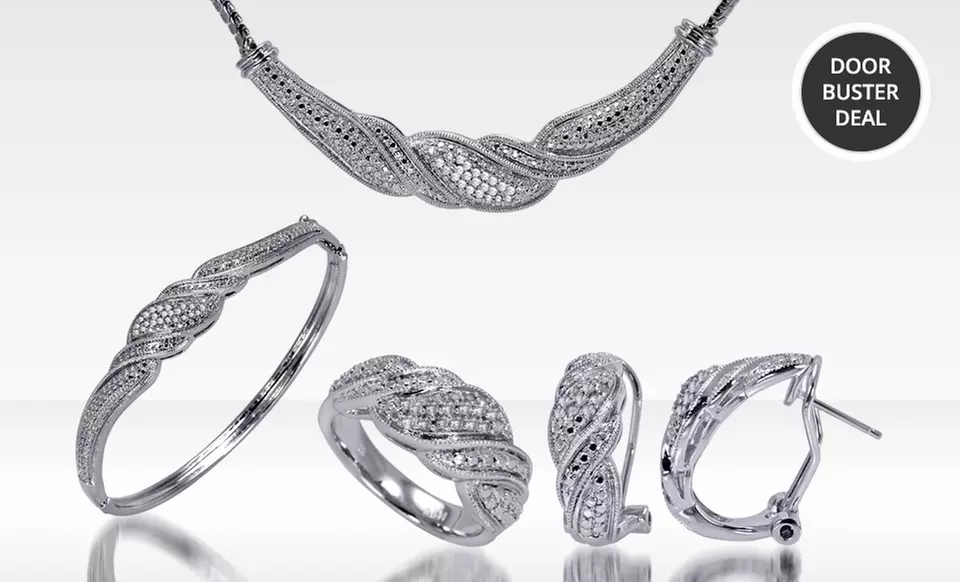 1.00 ct.tw. Diamond Jewelry 4-Piece Set ﻿with Earrings, a Necklace, Bracelet, and Ring. Free Returns.  - Primary Image