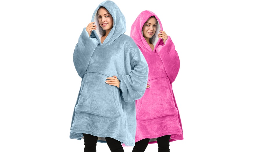 Image 12: Plain Front Pocket Oversize Hoodie Blanket