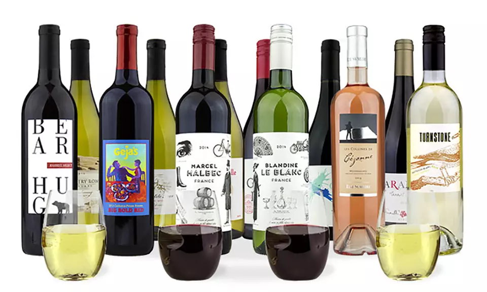 6 or 12 Bottles of Wine with Two or Four govino Wine Glasses from Barclays Wine (Up to 80% Off) - Primary Image