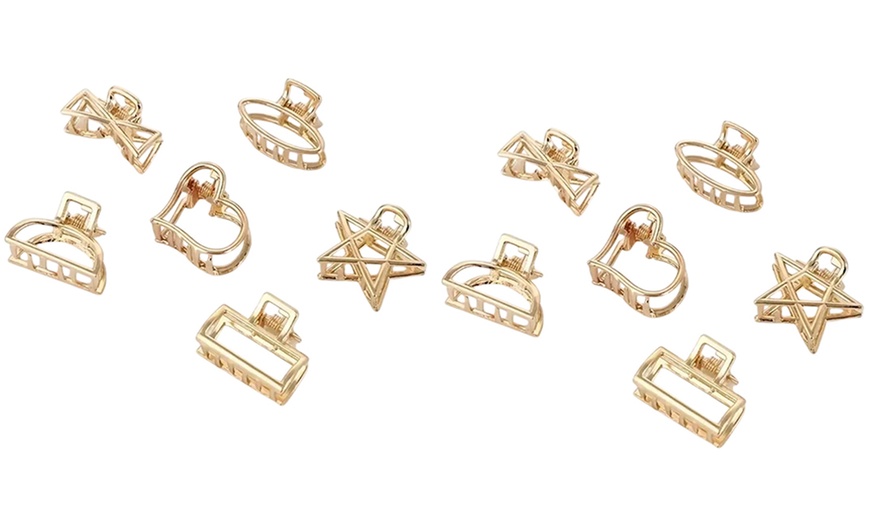 Image 3: Set of 6 Golden Geometric Hair Claw Clips 