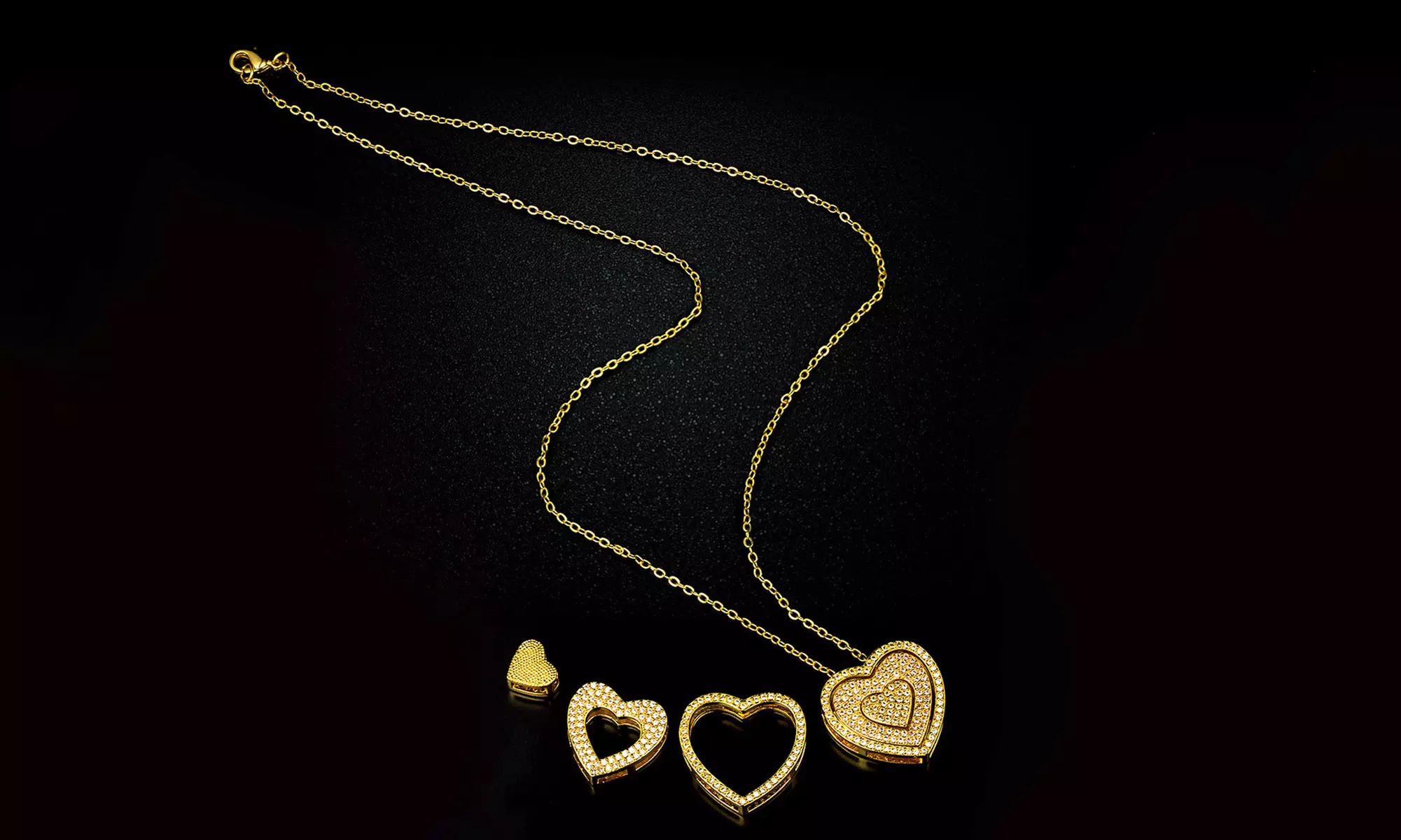 Piatella 18K Gold Plated Interchangeable Triple-Heart Necklace - Primary Image