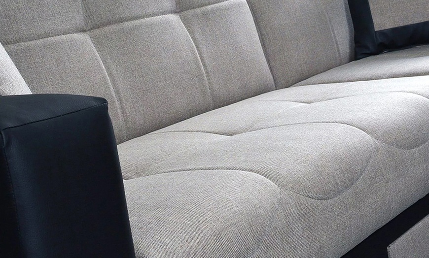 Image 2: L-Shaped Convertible Sofa Bed in Grey or Brown