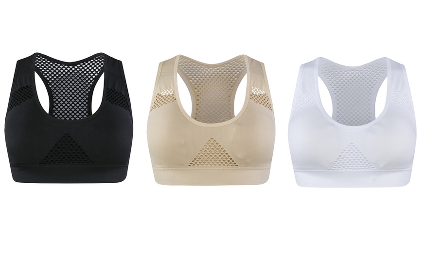 Image 3: Racer Back Sports Bras Three-Pack