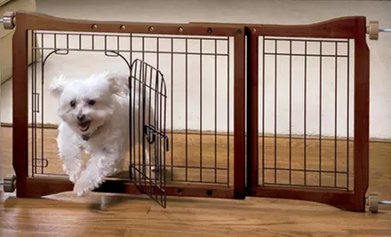 Adjustable Pet Gate with Paw Detailing or a Door (Up to 81% Off) - Second Medium