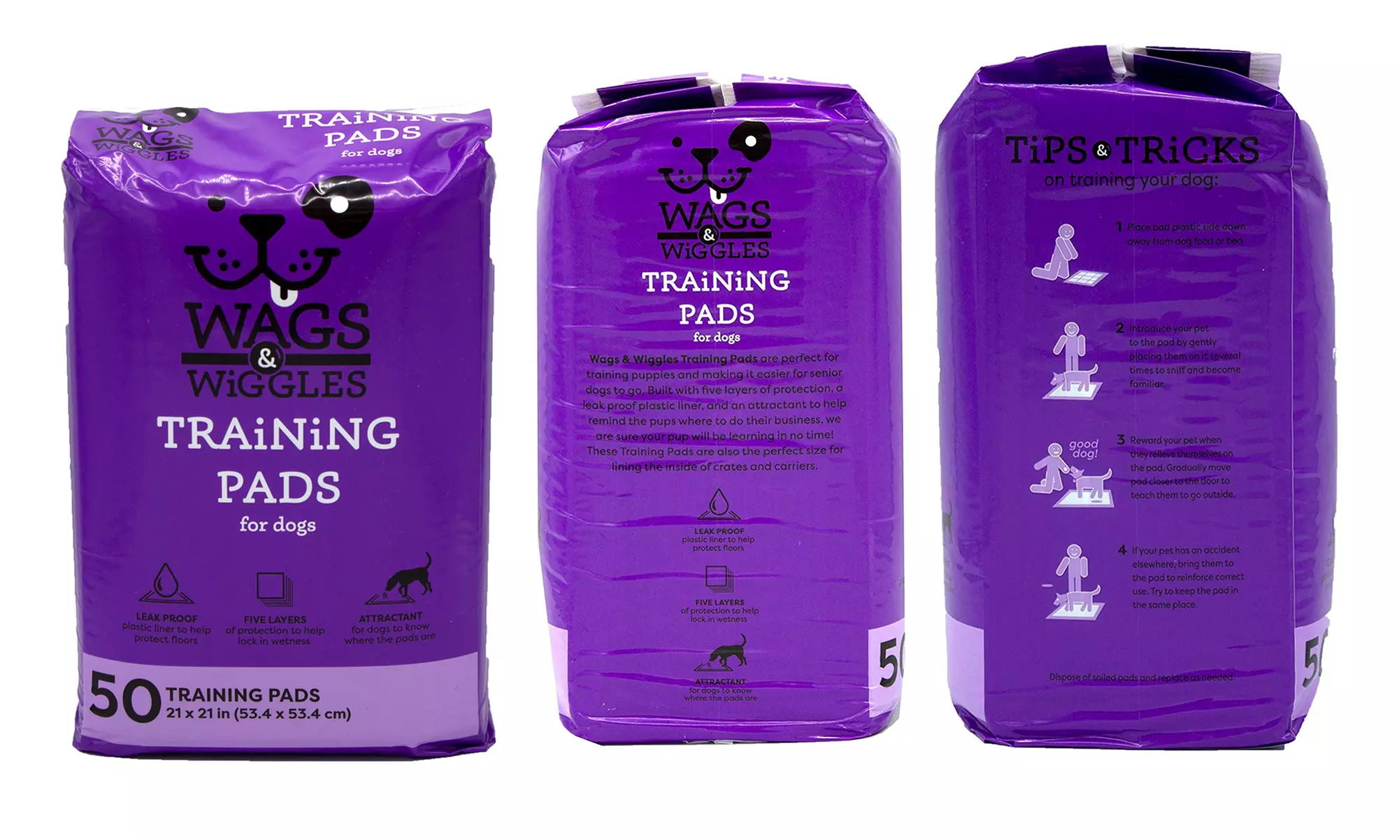 Wags & Wiggles Puppy Training Pads (30-, 90-, 150-, or 300-Pack) - Second Medium