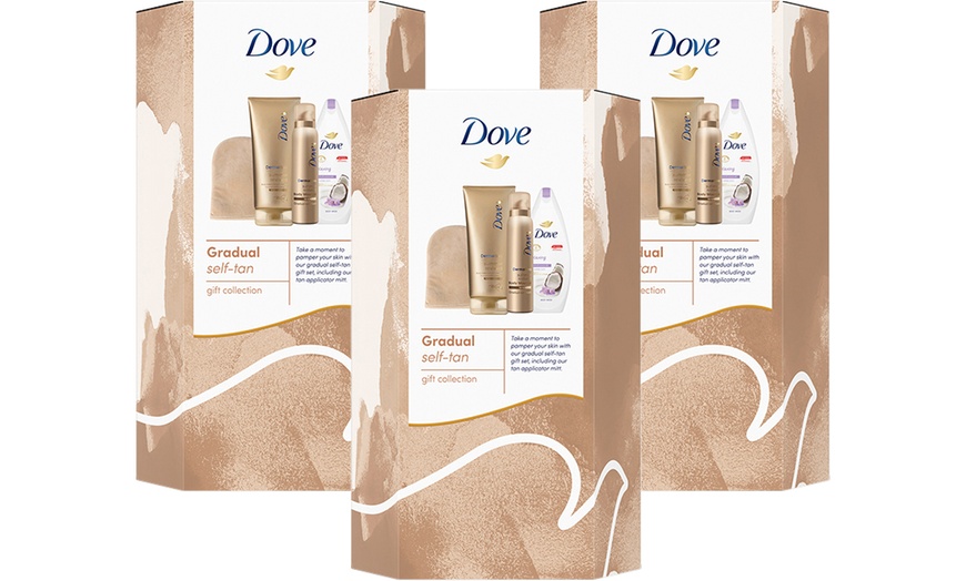 Image 7: Up to Four Three-Piece Dove Gradual Self Tan Gift Collection Gift Sets