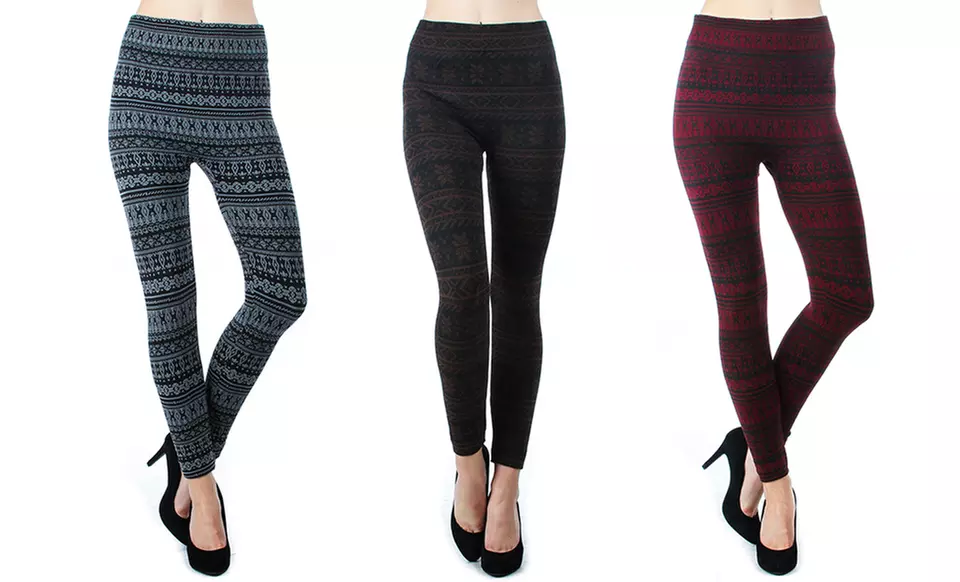 Women's Plus-Size Printed Fleece Leggings - Primary Image