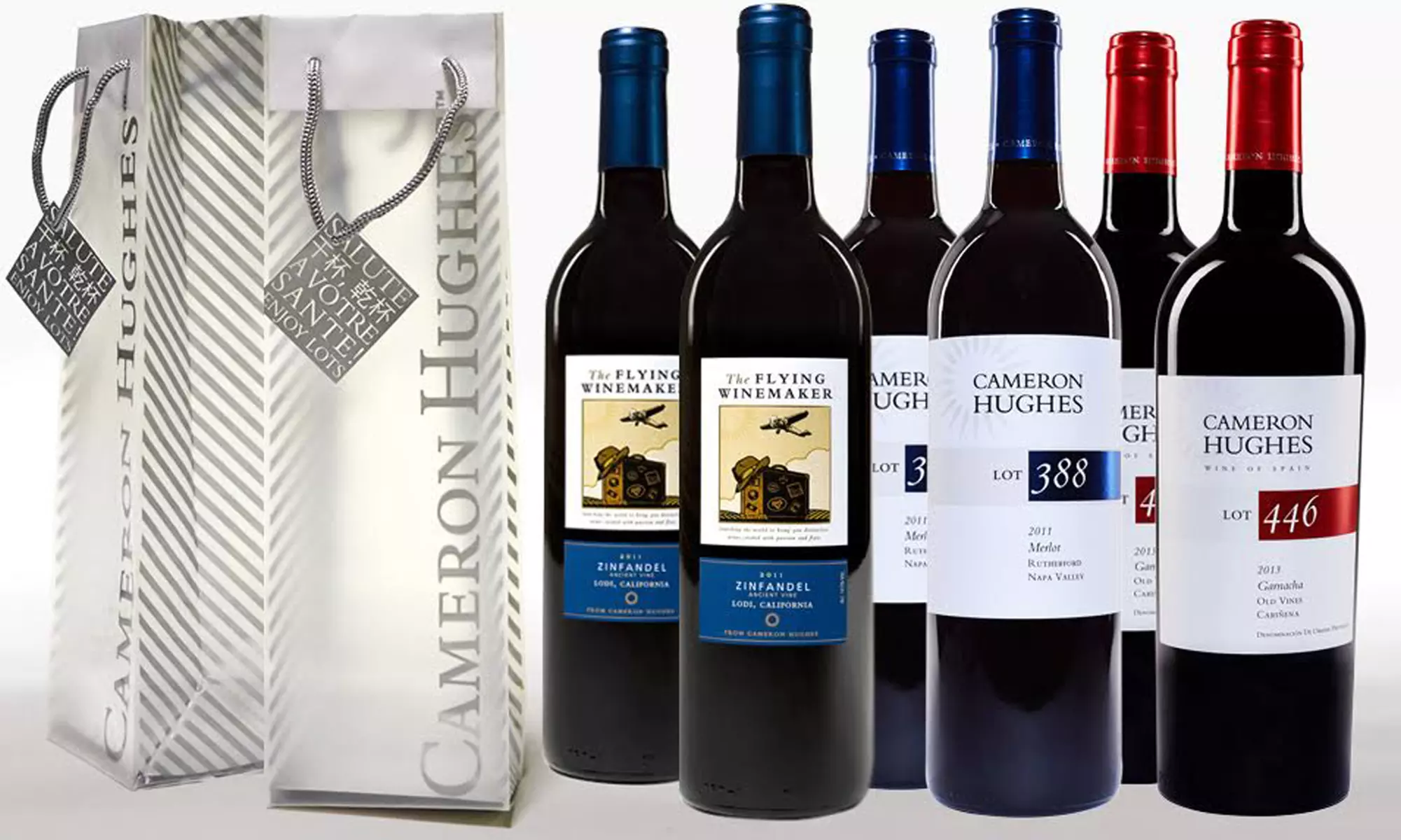 Cameron Hughes 6-Pack of Red, White, or Mixed Wine Samplers with 2 Free Frosted Wine Gift Bags. Shipping Included. - Second Medium