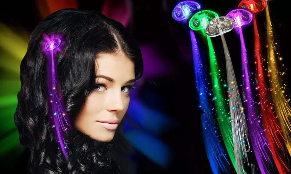 LED Flashing Fiberoptic Hair Braids (4-, 8-, or 12-Pack) - Primary Image