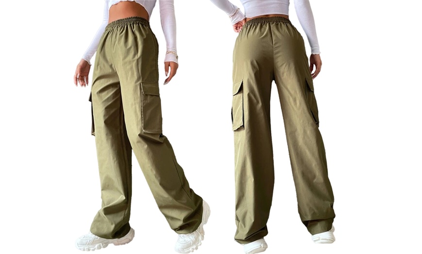 Image 5: Women's High-Waist Flap Pocket Cargo Trousers