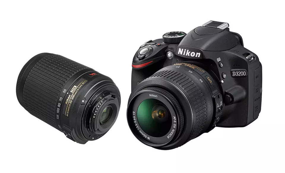Nikon D3200 24.2MP CMOS Digital SLR Camera with One or Two Lenses (Refurbished). Free Returns. - Second Medium