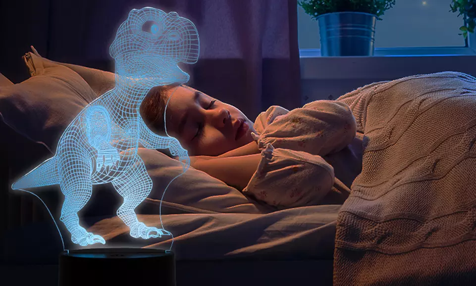 1 ou 2 veilleuses à lumière 3D LED forme dinosaure - Primary Image