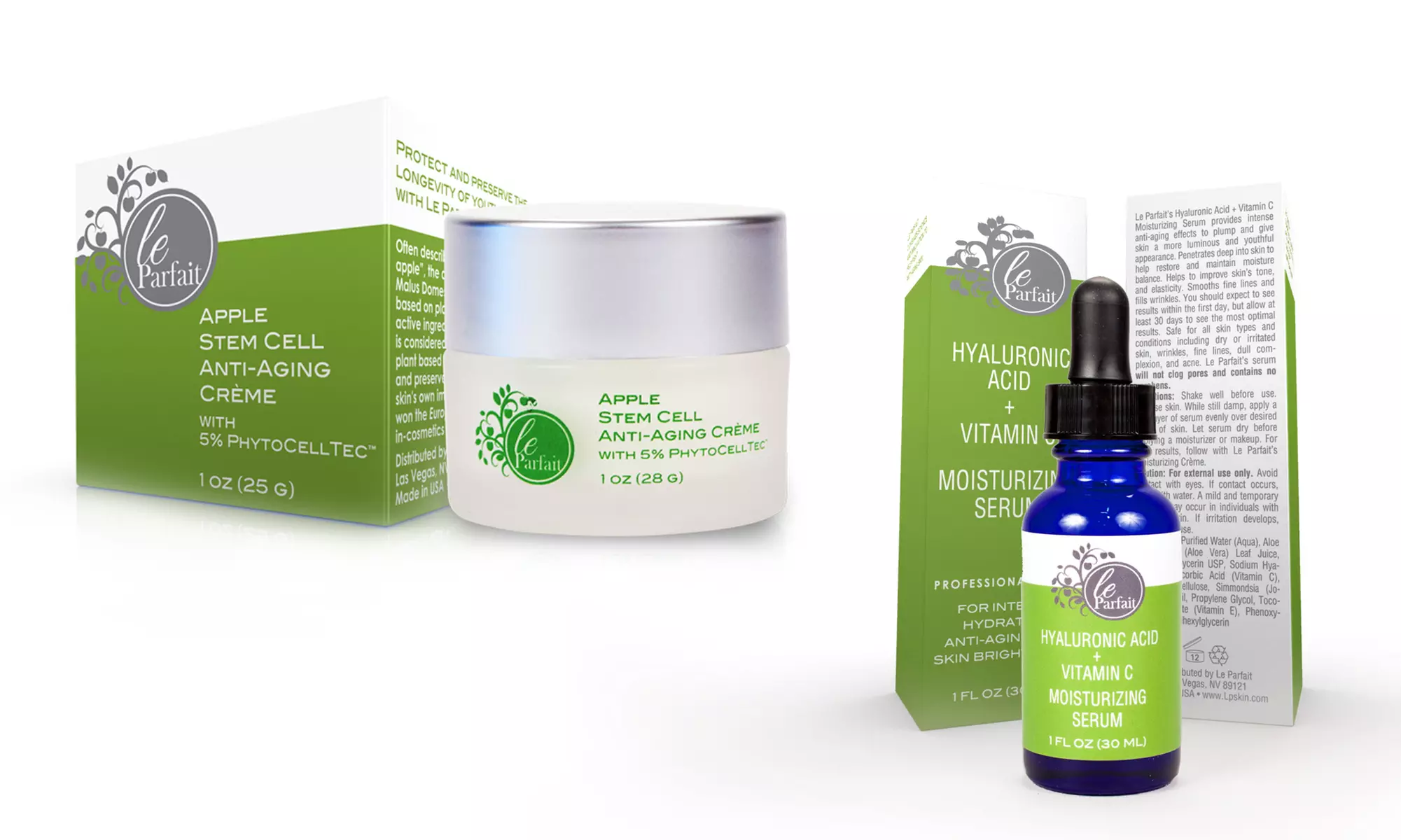 LeParfait Apple Stem Cell Anti-Aging Cream and Hyaluronic + Vitamin C Serum Bundle - Primary Image