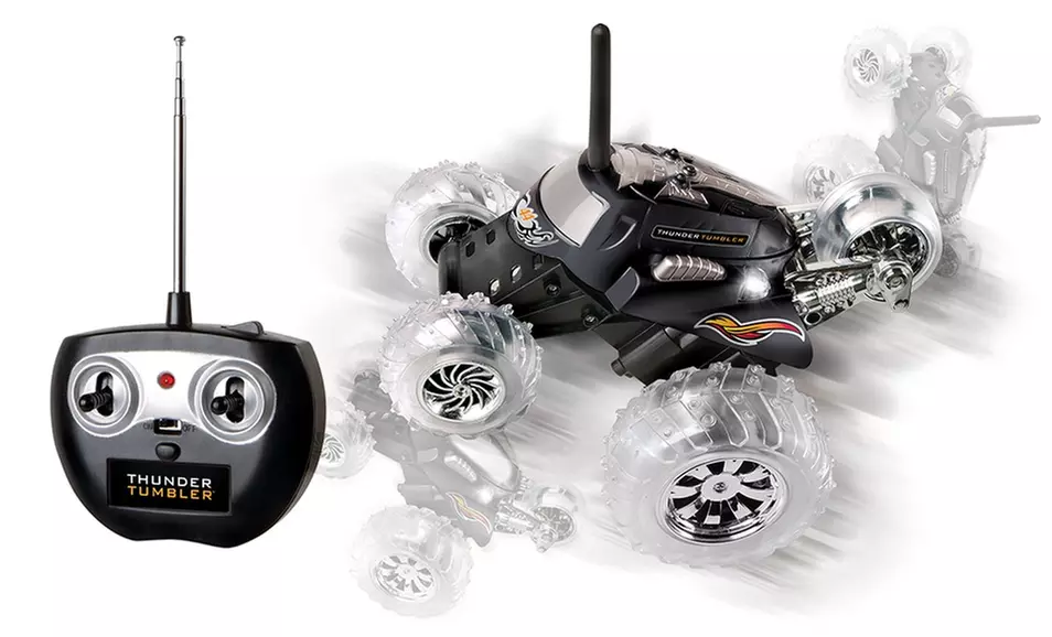Black Series Remote-Control Thunder Tumbler Monster Spinning Car. Multiple Colors Available. Free Returns. - Primary Image