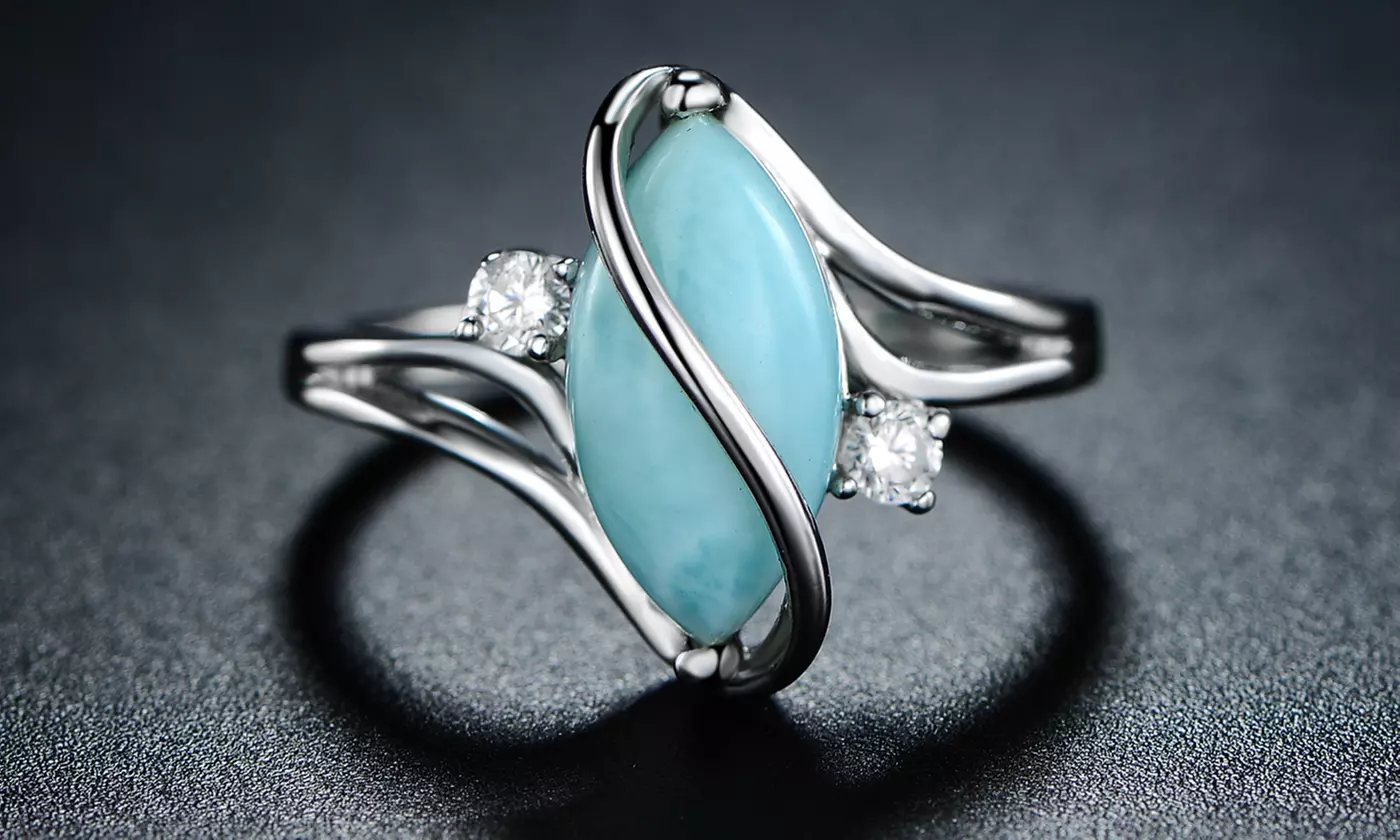 Genuine Marquise-Cut Larimar S-Ring by Peermont - Primary Image