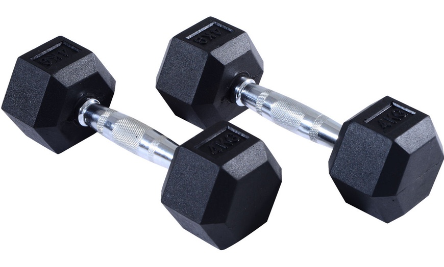 Image 55: Rubber Hexagonal Dumbbells