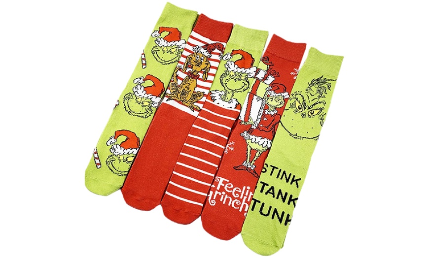 Image 3: Christmas Grinch Socks