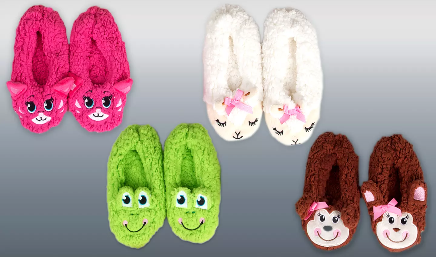Two Pairs of Kookie Kritters Fuzzy Babba Kids' Slipper Socks - Primary Image