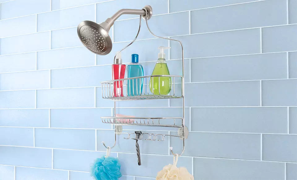Extra-Wide Chrome Shower Rack. Free Returns. - Primary Image