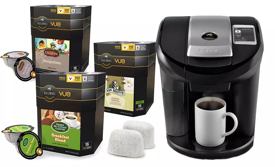 Keurig Vue V600 Brewing-System Bundle with Brewer, Water-Filter Starter Kit, and 58 Assorted V-Cups. Free Returns. - Primary Image