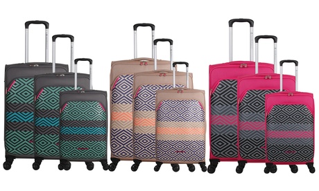 Set 3 valises Lulu Castagnette ultra légère et ultra résistante, collection Diamond