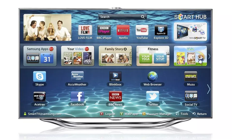 $1,599.99 for a Samsung 55" LED 1080p 240Hz Smart TV (UN55ES8000) ($3,099 List Price). Free Shipping. - Primary Image