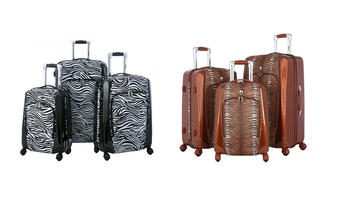 zebra print luggage set