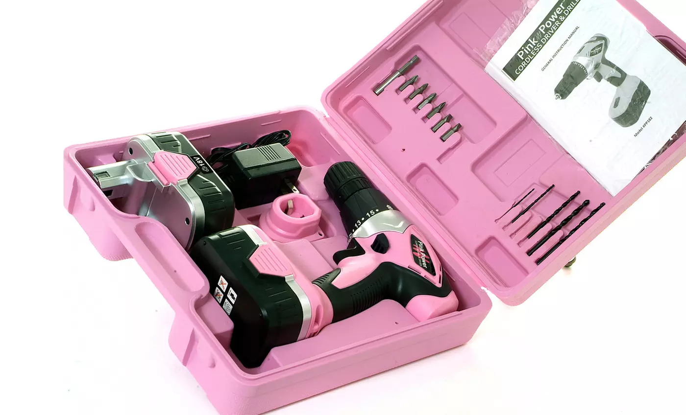Pink Power 18-Volt Cordless Drill Kit - Primary Image