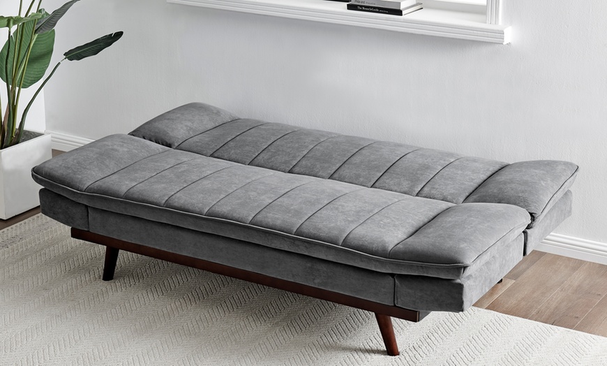 Image 9: Three-Seater Velvet Sofa Bed