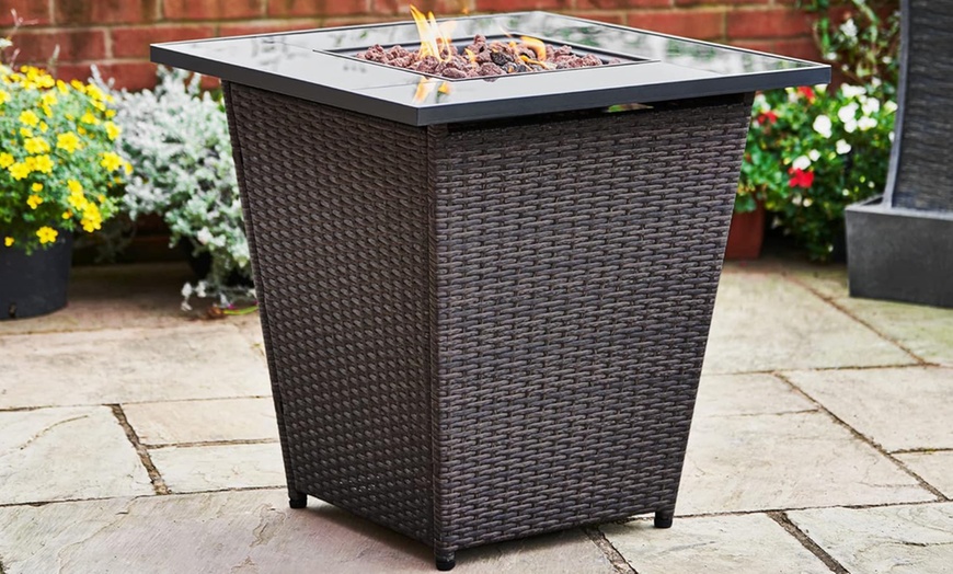 Image 1: Teamson Home Rattan Outdoor Fire Pit