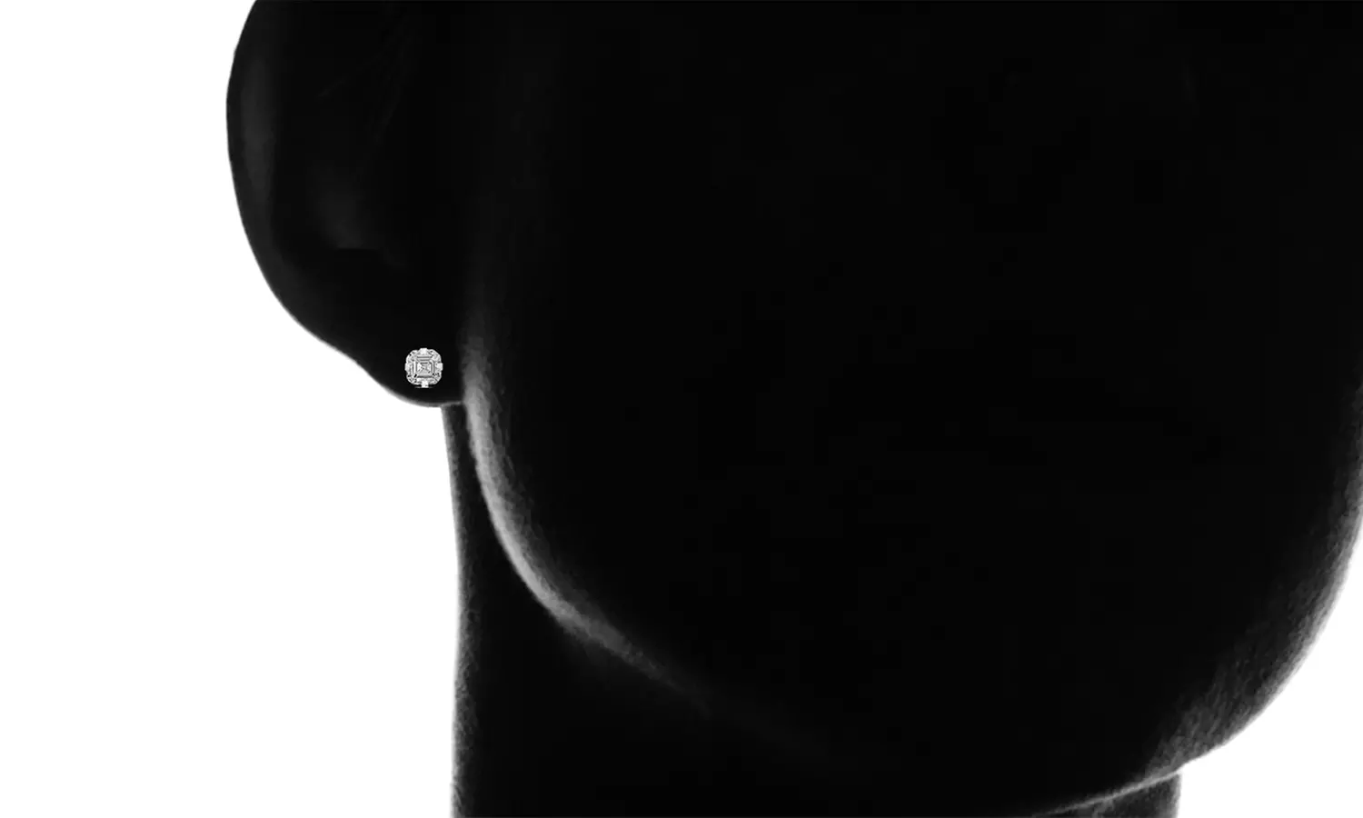 Asscher Cut Cubic Zirconia Stud Earrings in Sterling Silver - Second Medium