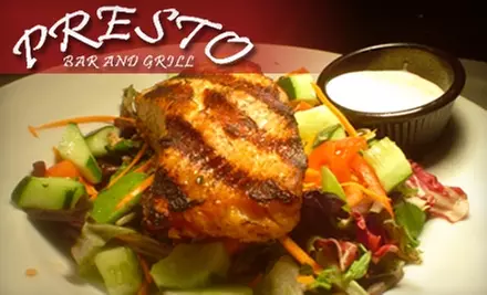 $12 for $25 Worth of Pizzas, Steaks, Seafood, and More at Presto Bar and Grill - Primary Image