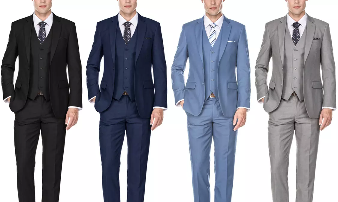 3 Piece Braveman Men's Spring Slim Fit Solid Suit - Primary Image
