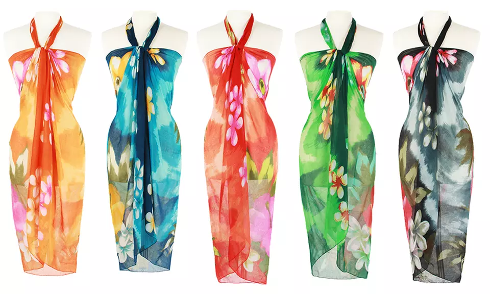 Pareo Palm Tree Print Beach Wrap - Primary Image