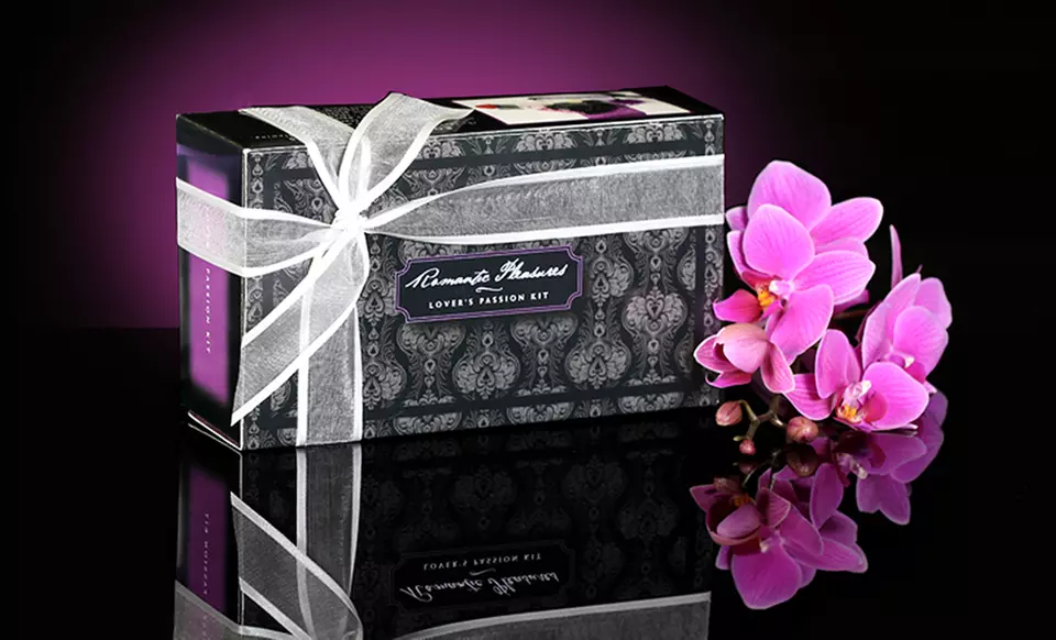 New Indulgence Romantic Pleasures Lover's Passion Kit with Massage Oil, Feather Tickler, Flameless Candle, and Eye Mask - Primary Image