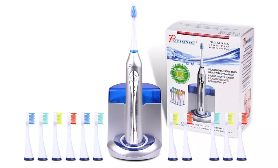 Deluxe Sonic Toothbrush with 12 Brush Heads and UV Sanitizing Function - Primary Image