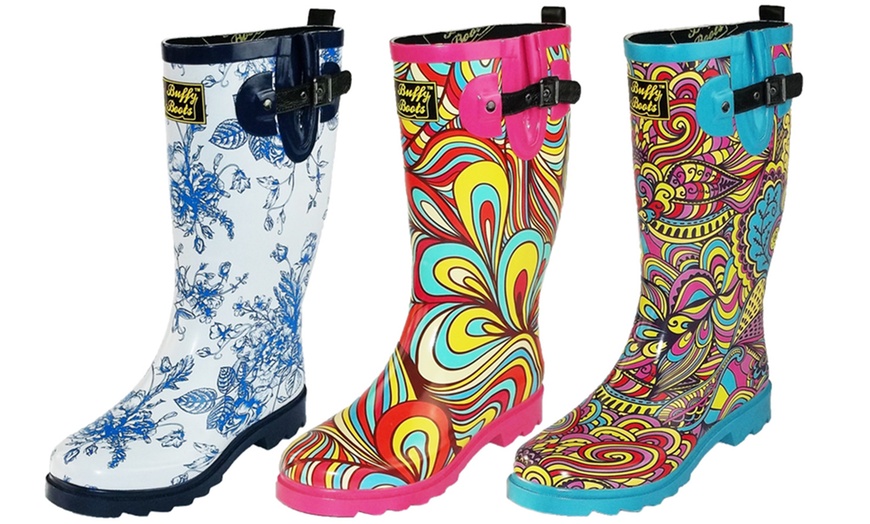 womens patterned rain boots