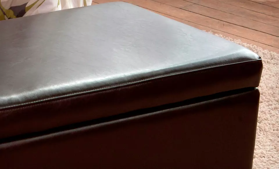 Stratford Brown Leather Storage Bench. Free Shipping. - Second Medium