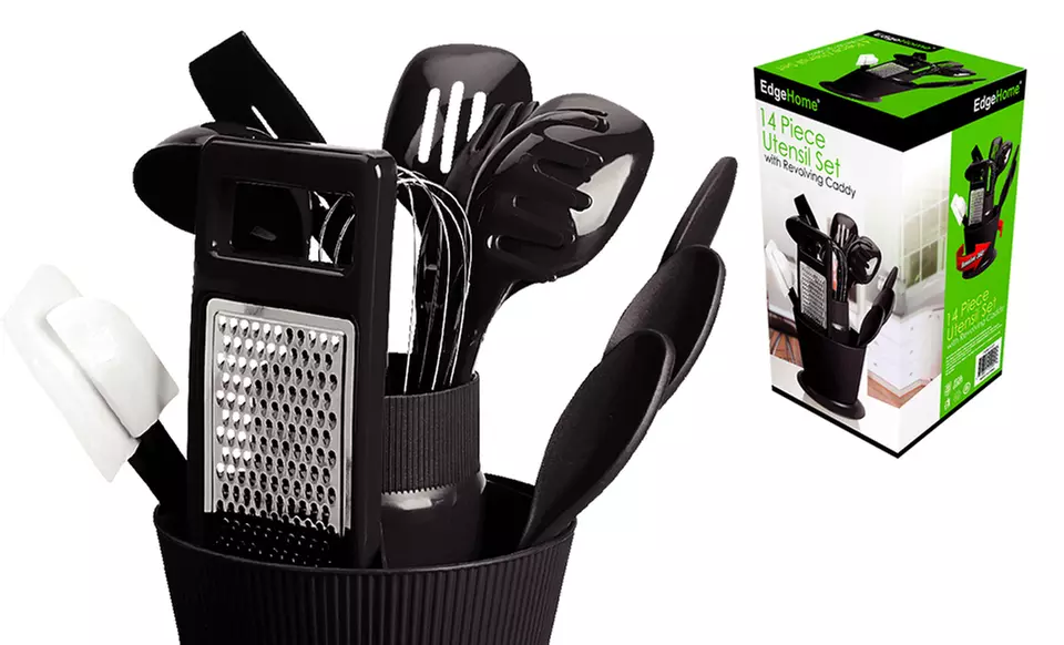 14-Piece Kitchen Utensil Set with Revolving Caddy - Primary Image