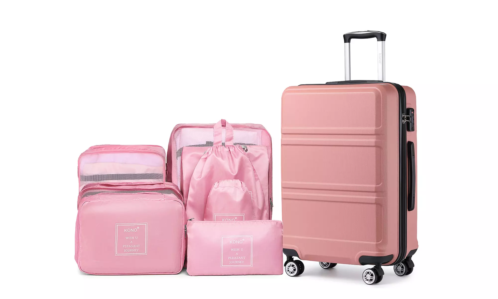 Valise rigide avec coque en ABS et 8 sacs de rangement